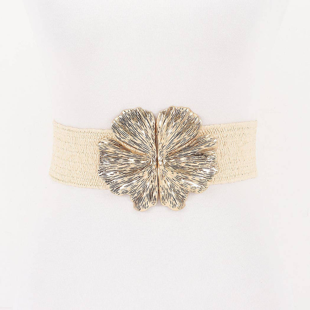Metal Gingko Buckle Belt: Yellow