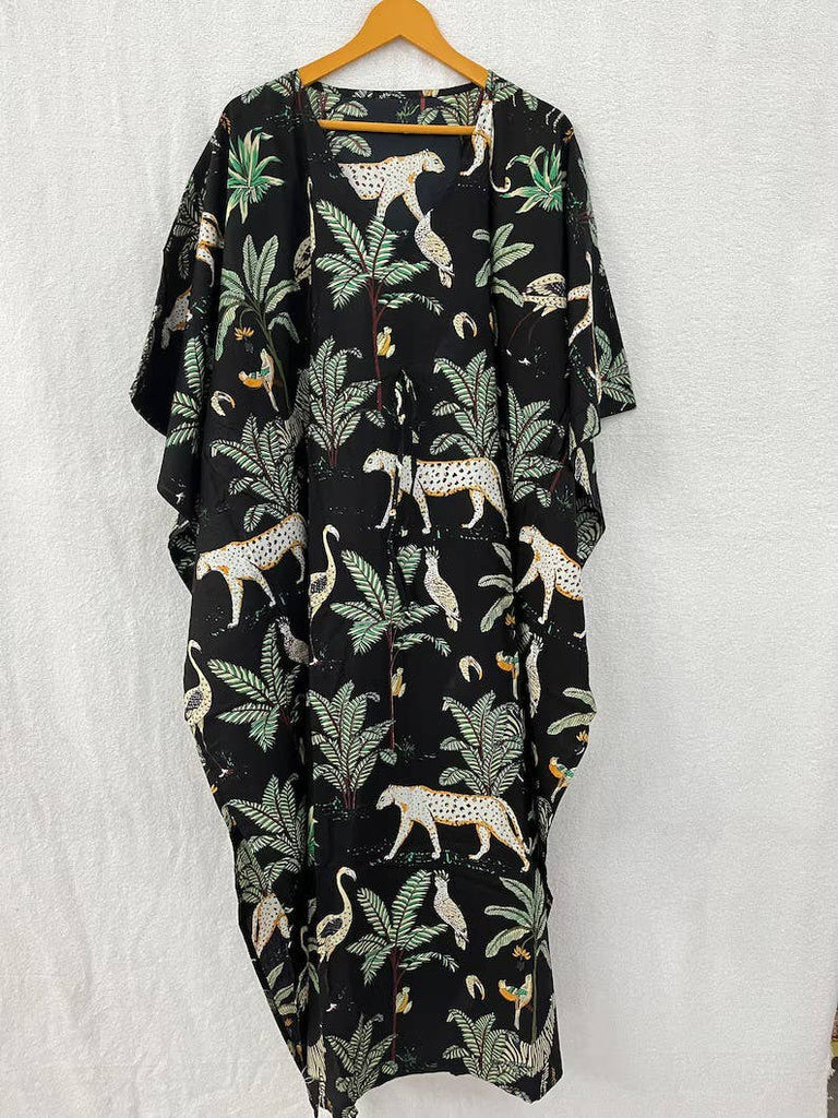 Black Jungle Cotton Caftan