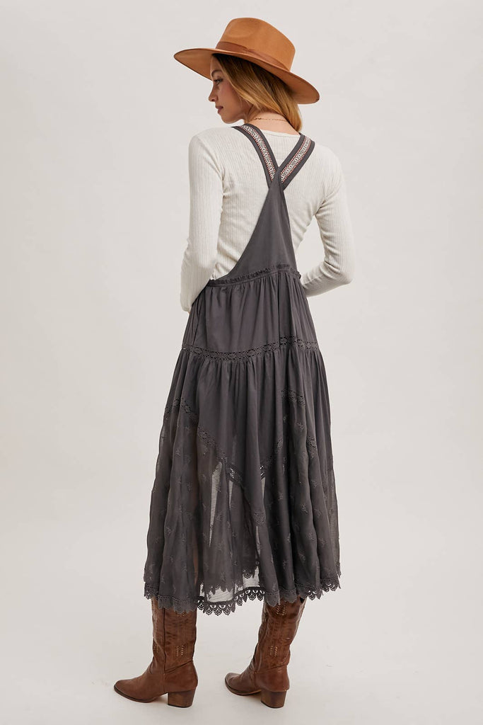 Lace Embroidered Overall Dress