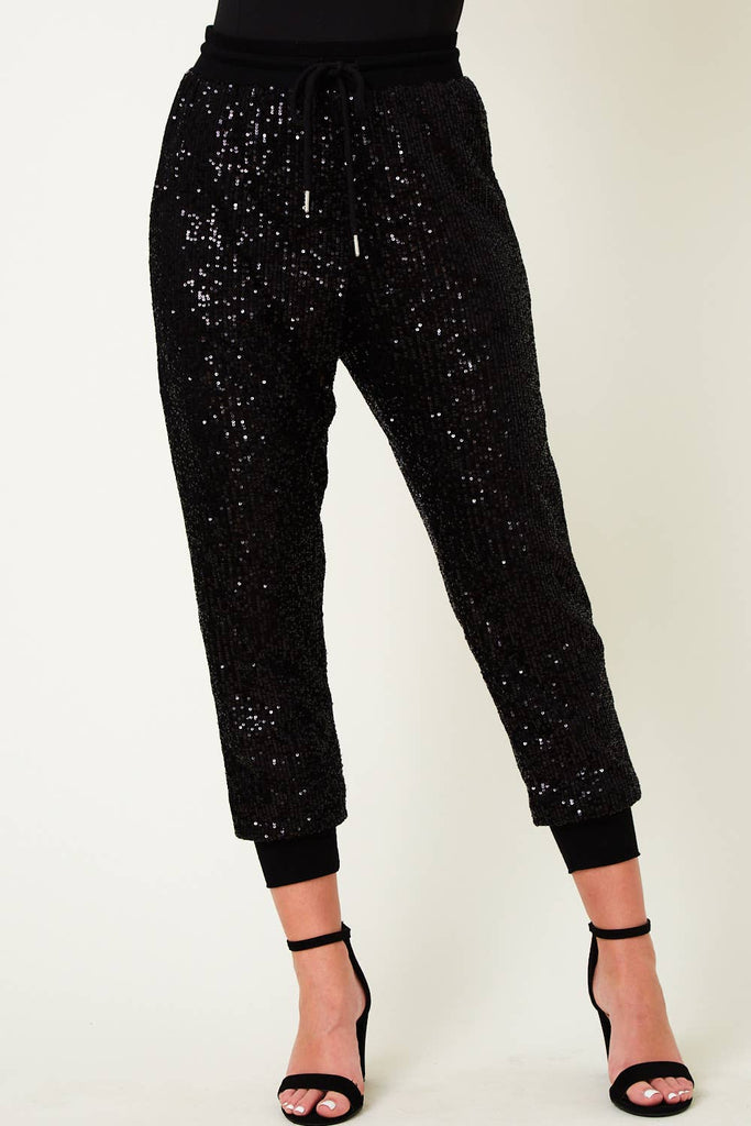 Black Sequin Jogging Pants