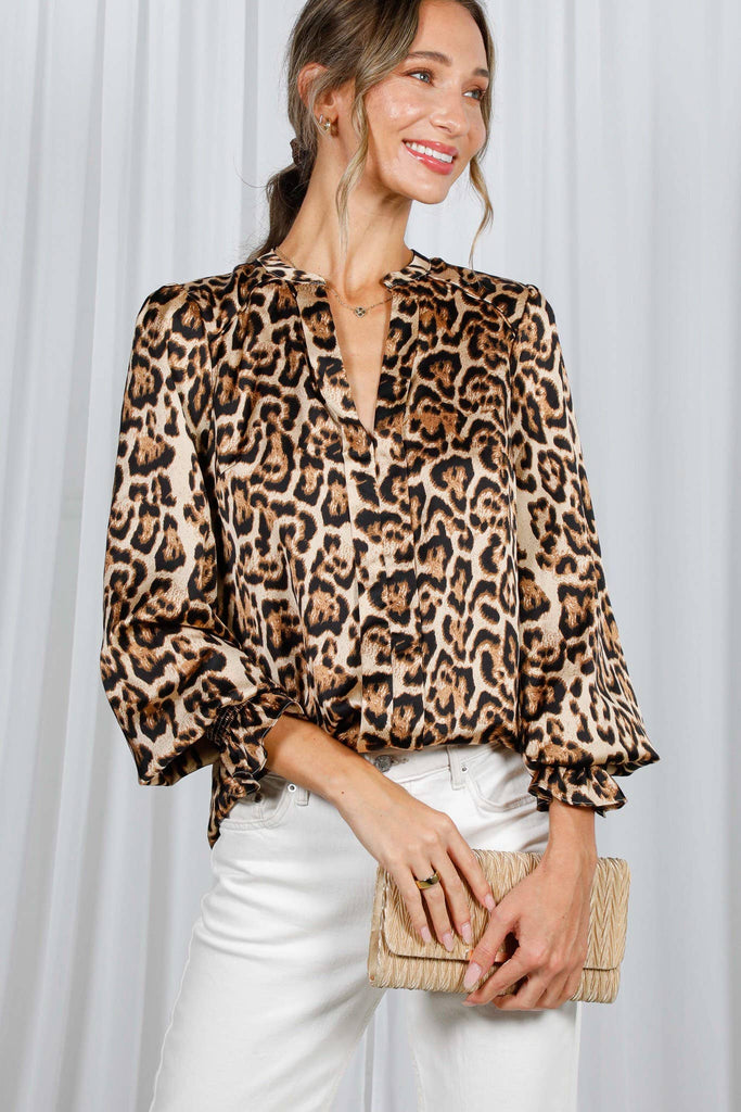 Silky Leopard Print Blouse
