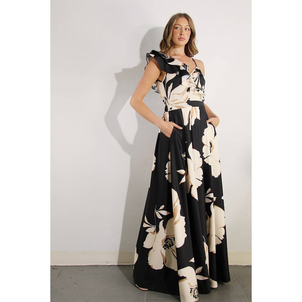 Jardin De Fleur Maxi Dress: Black