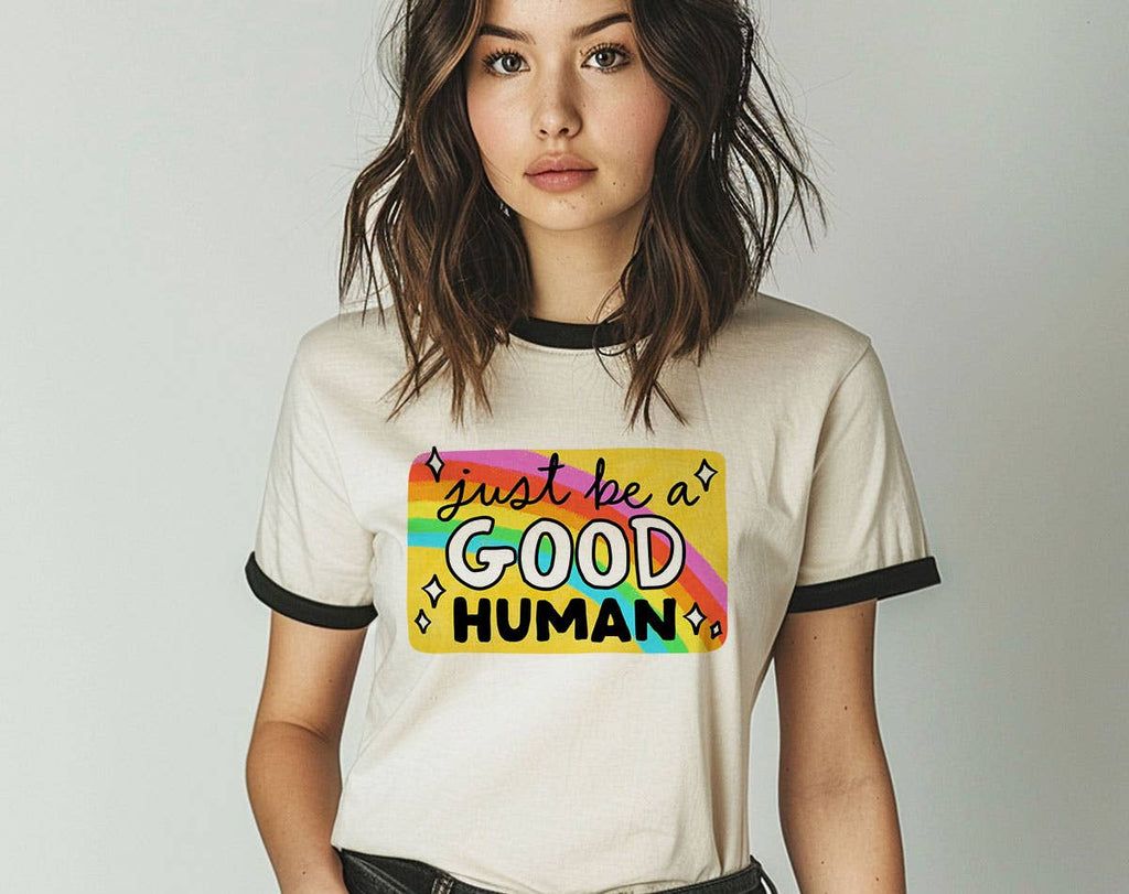 Just Be A Good Human Ringer Shirt