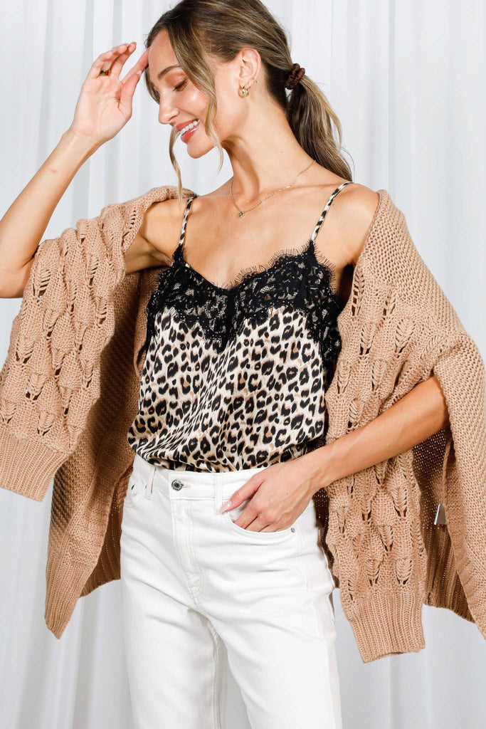 Lace Trim Leopard Camisole