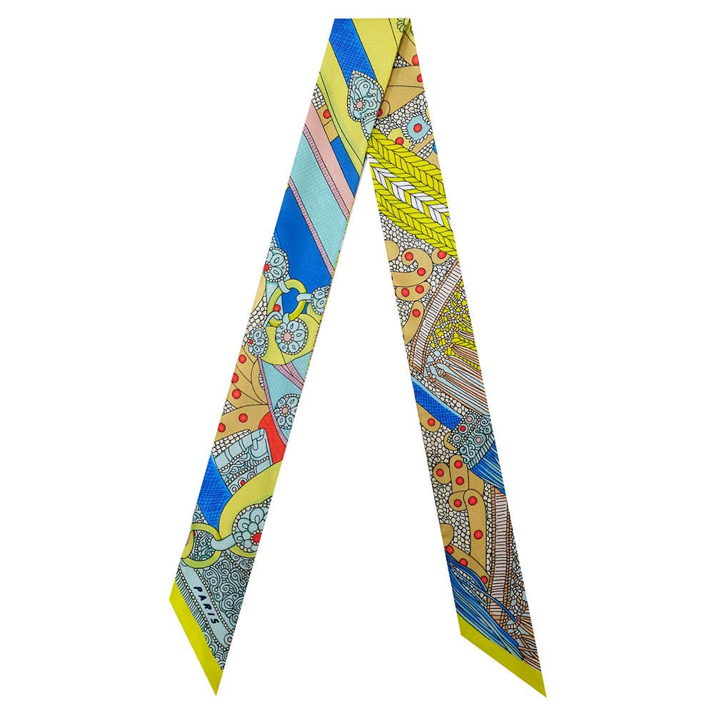 70's Pattern Twilly Scarf: Green