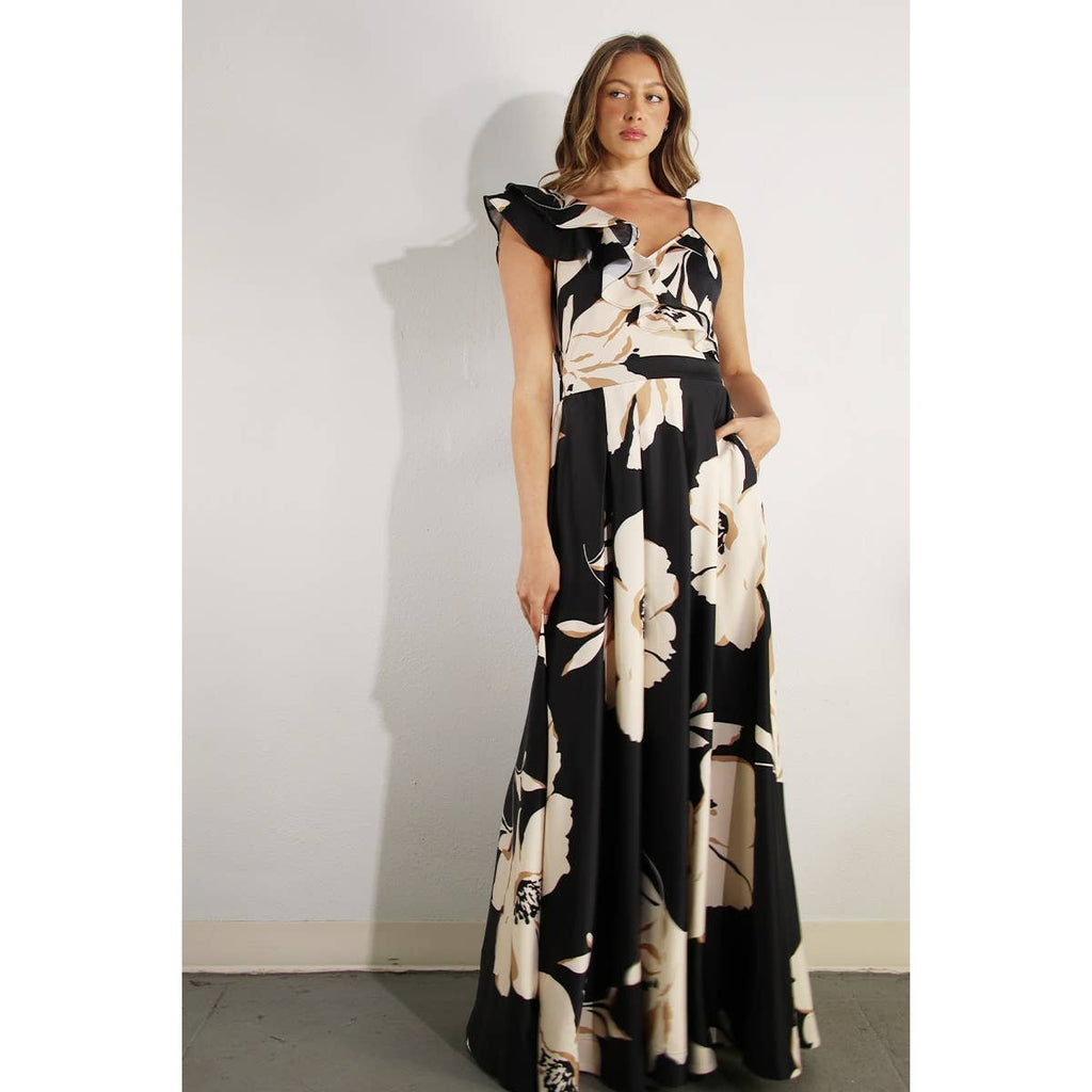 Jardin De Fleur Maxi Dress: Black