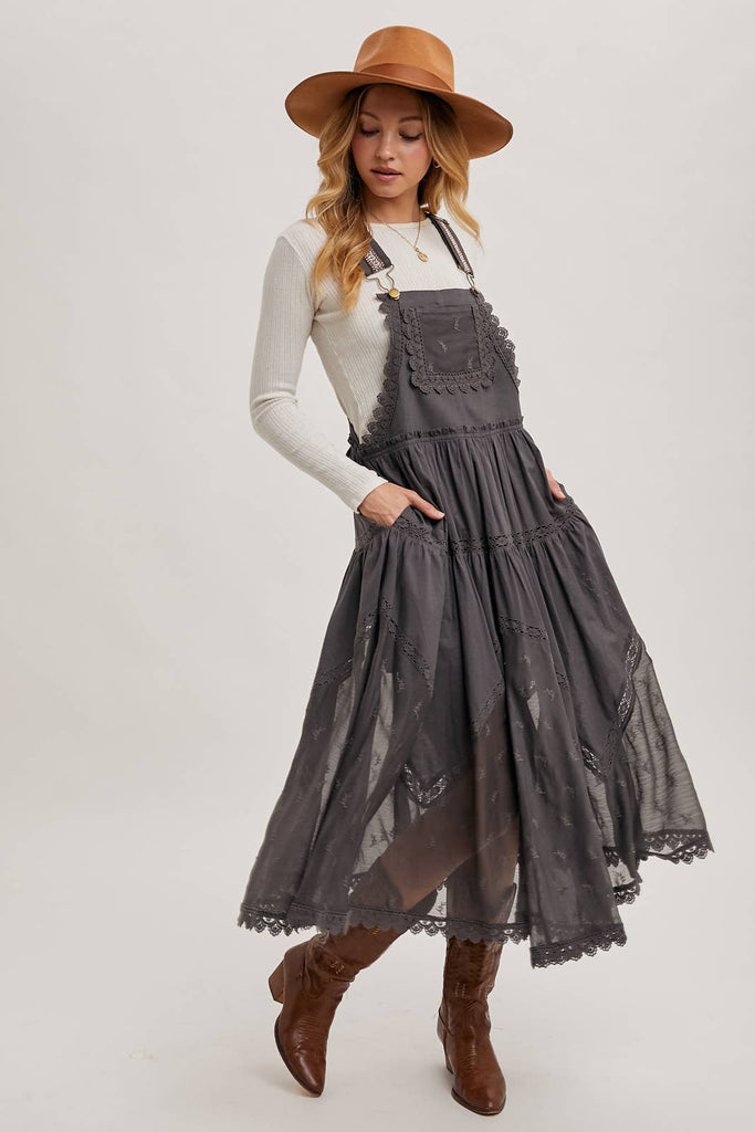Lace Embroidered Overall Dress