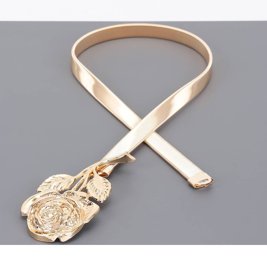 Metal Rose Spring Belt: Silver