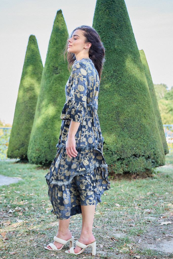 Gilded Dahlia Ruffled Dress