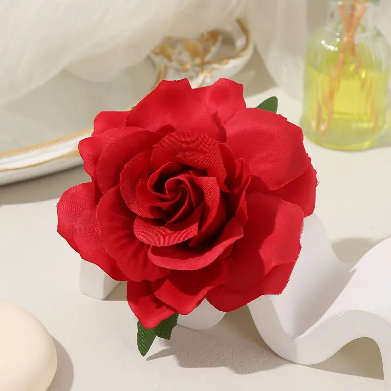 Red Rose Hair Flower/ Brooch