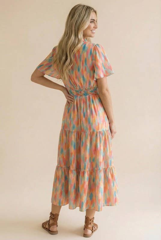 Prismatic Pastels Flutter Dress