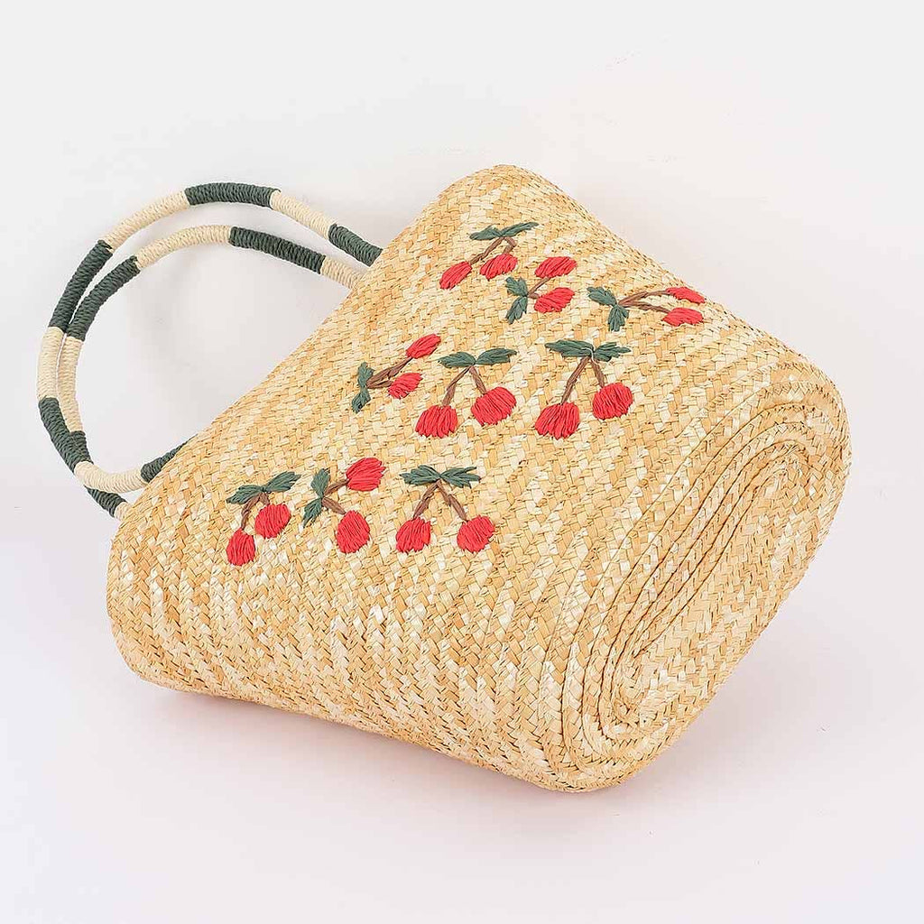 Straw Cherry Tote Bag