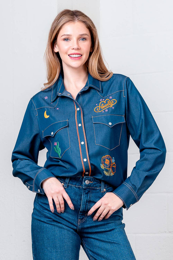 Western Embroidered Denim Shirt