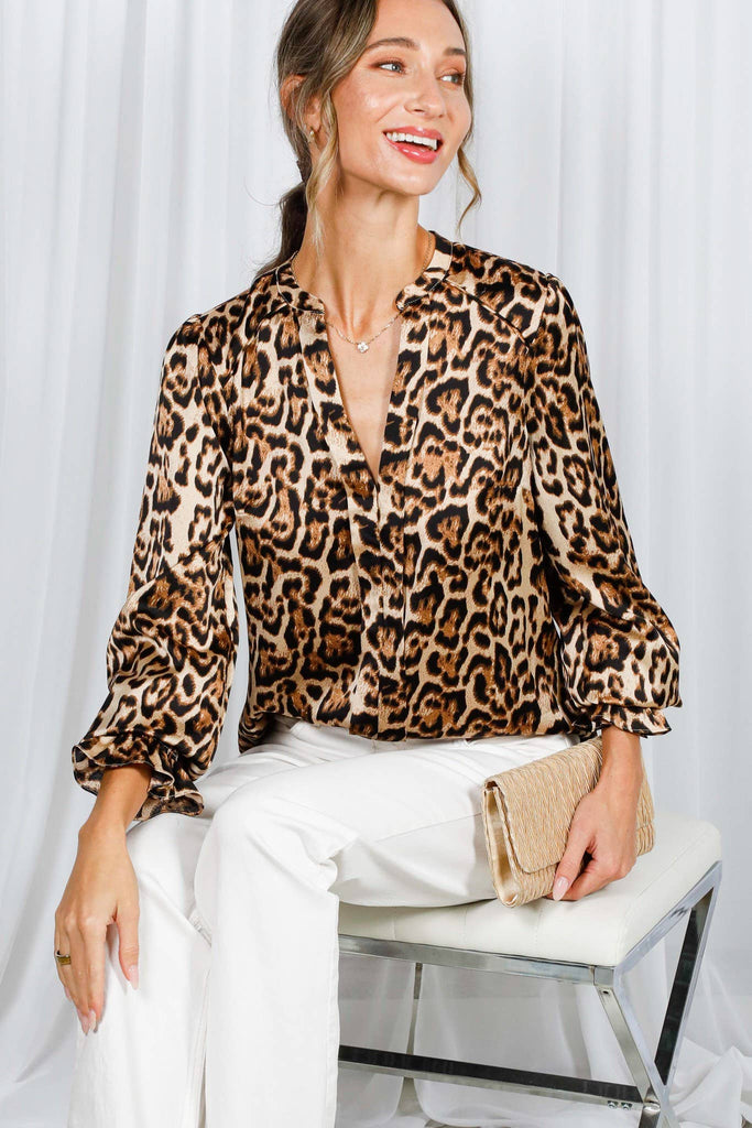 Silky Leopard Print Blouse