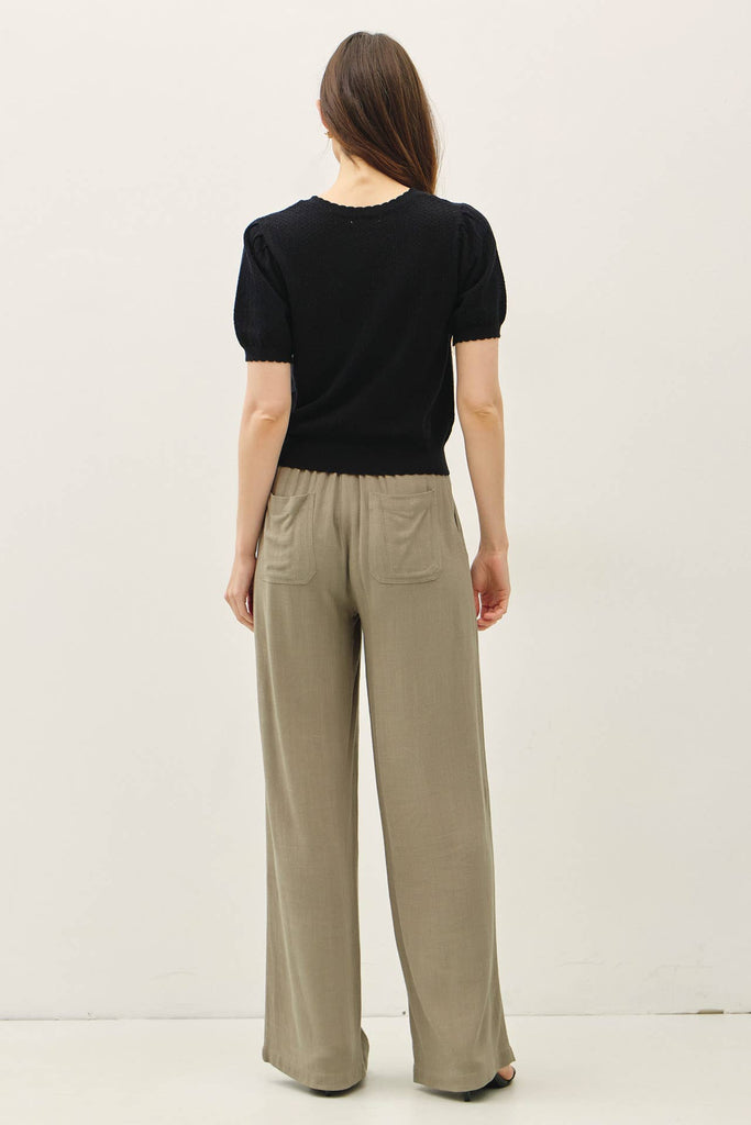 Pointelle Short Sleeve Cardi: Black