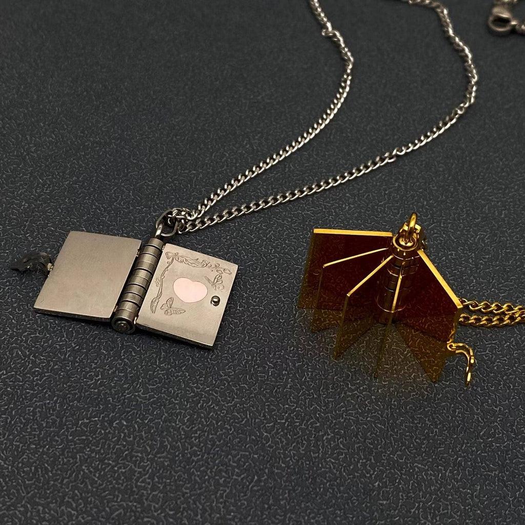 Book Lover Book Charm Necklace: Gold