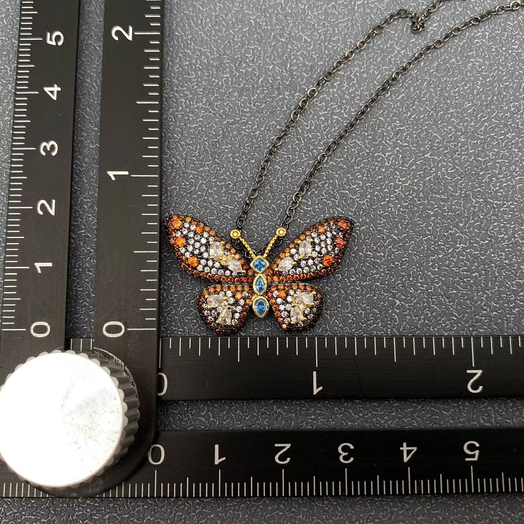 Zirconia Black Butterfly Necklace