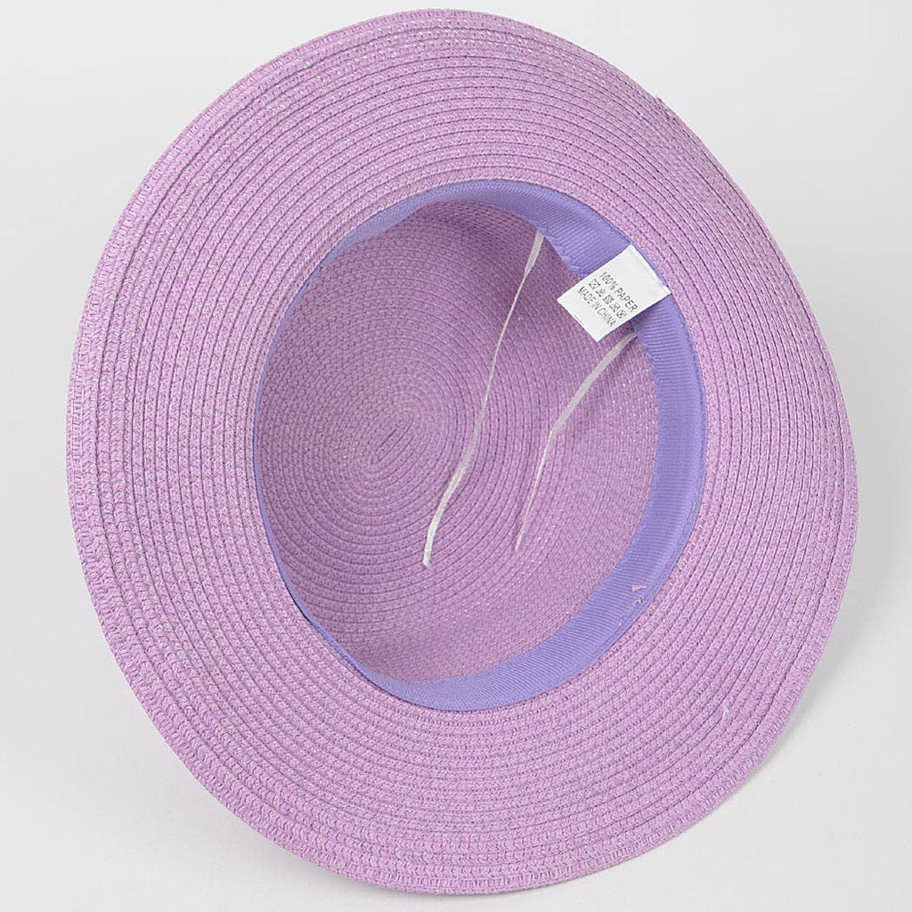 Faux Straw Hat W/Chain: Cobalt