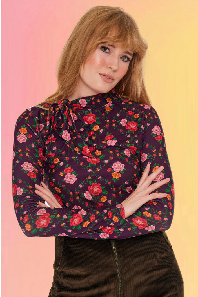 Floral Diamonds Neck Tie Top