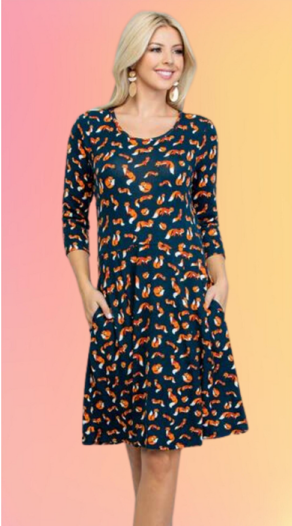 Foxy Foxes Soft Knit Dress