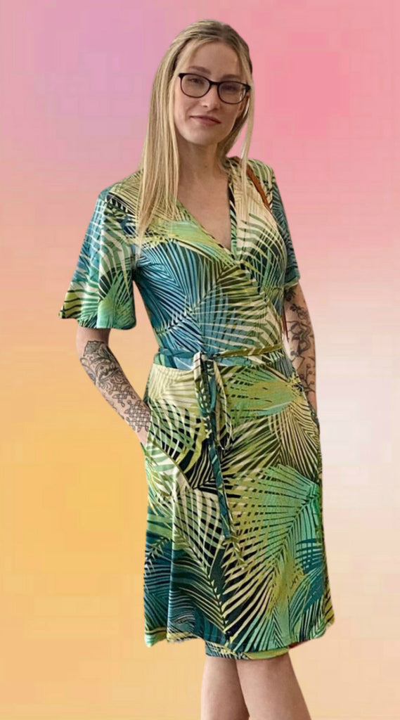 Sunlight Fronds Wrap Dress