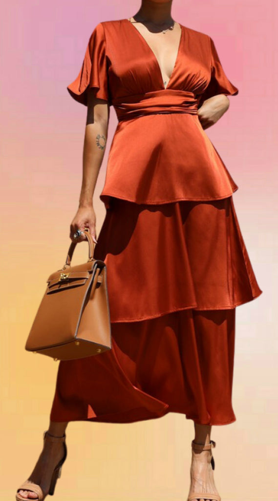 Ginger Satin Tiered Dress