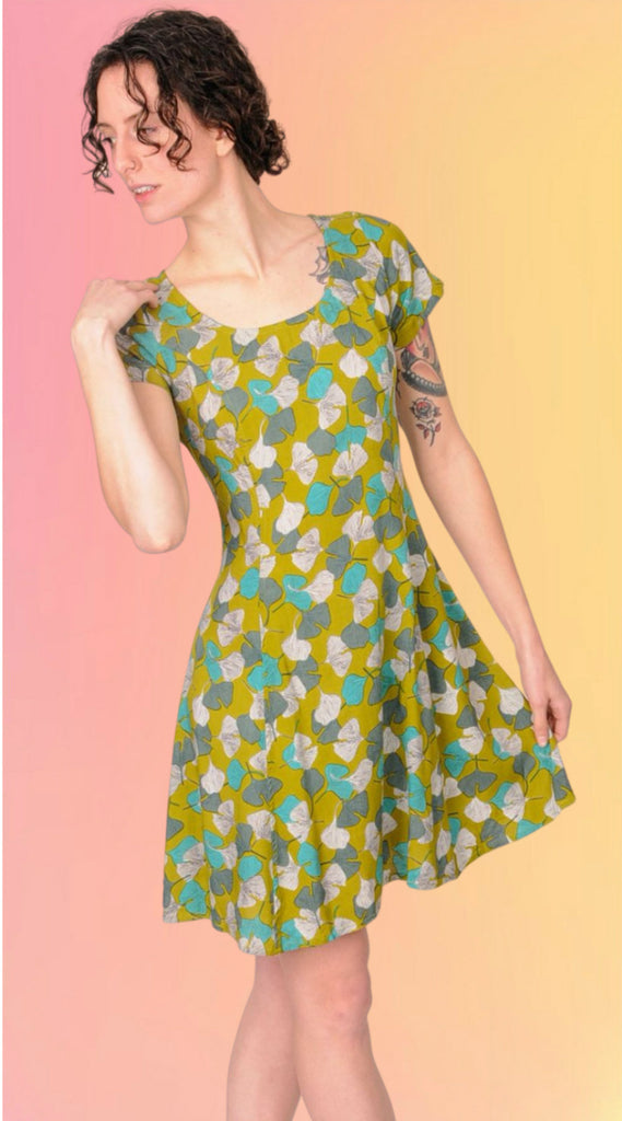 Green Gingko Mini Dress - ONLY M