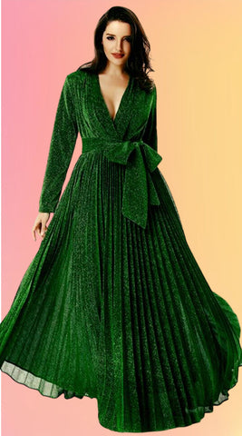 Wrap Party Maxi Dress: Emerald Green