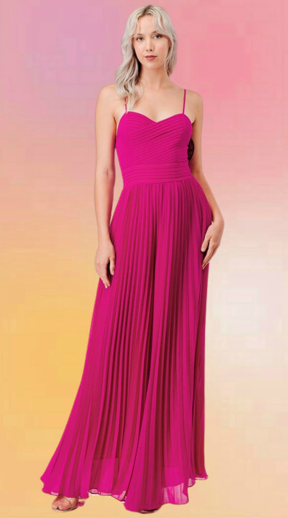Hot Pink Pleated Jumpsuit