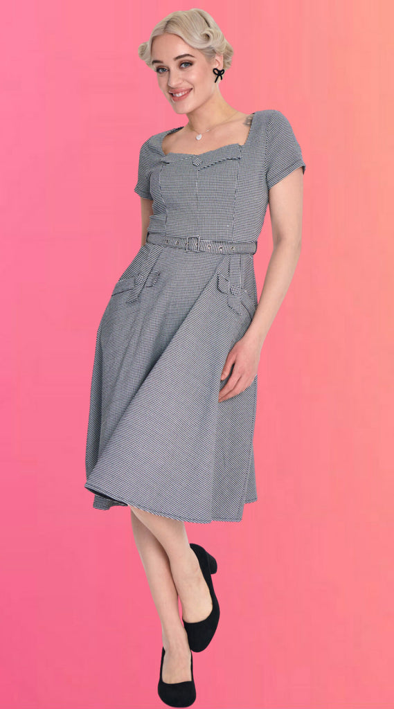Houdstooth Fit & Flare Dress