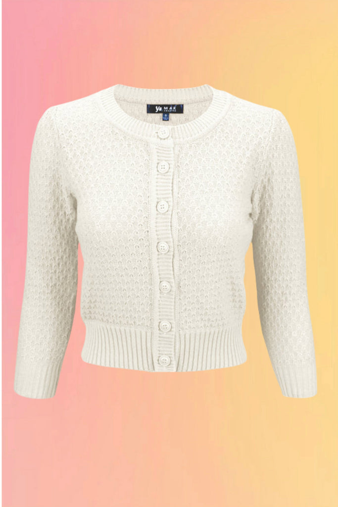 Vintage Style Crochet Cardigan: Ivory