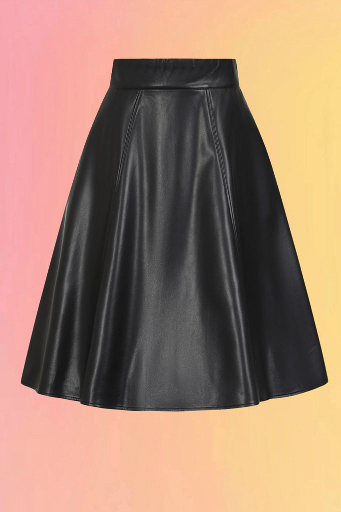 Leatherette Swing Skirt