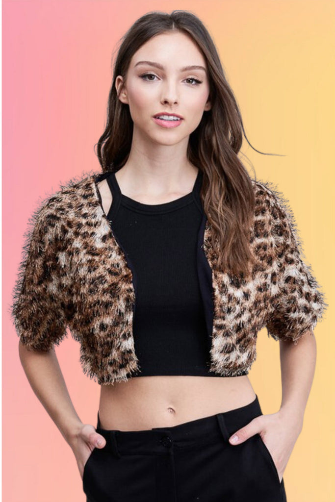 Fuzzy Leopard Bolero