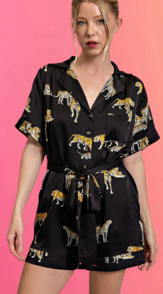 Silky Leopard Playsuit