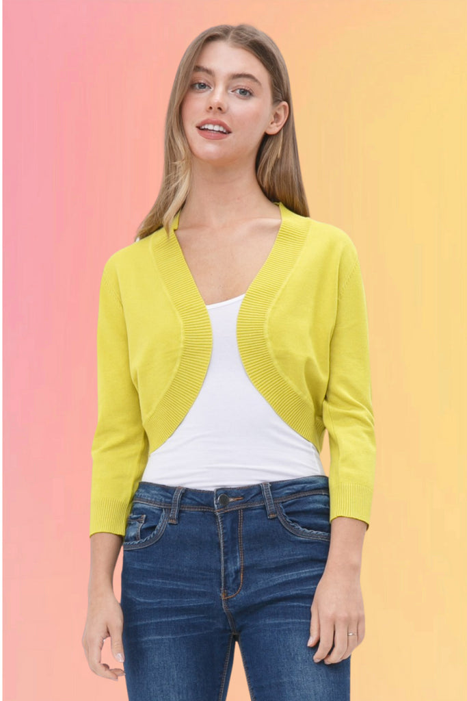Classic Knit Bolero: Lime