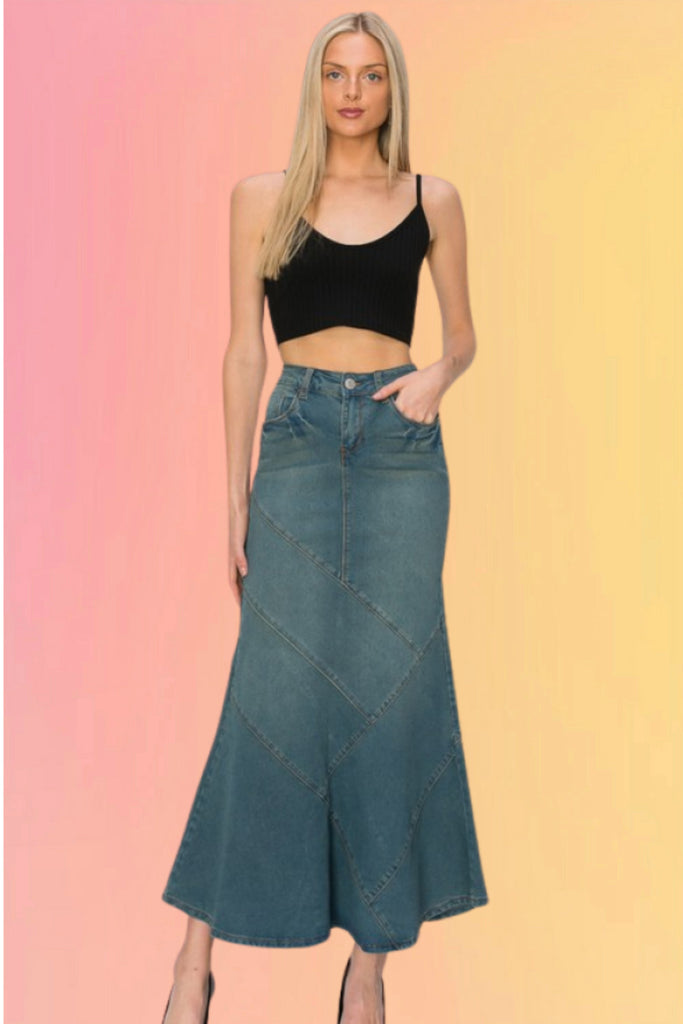 Mermaid Hem Denim Skirt