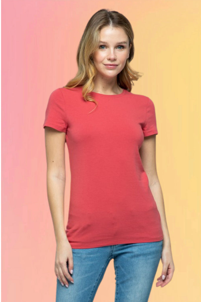 Stretch Cotton Tee: Mineral Red