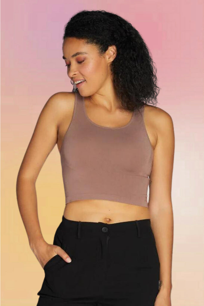 Bamboo Crop Tank Top: Mocha