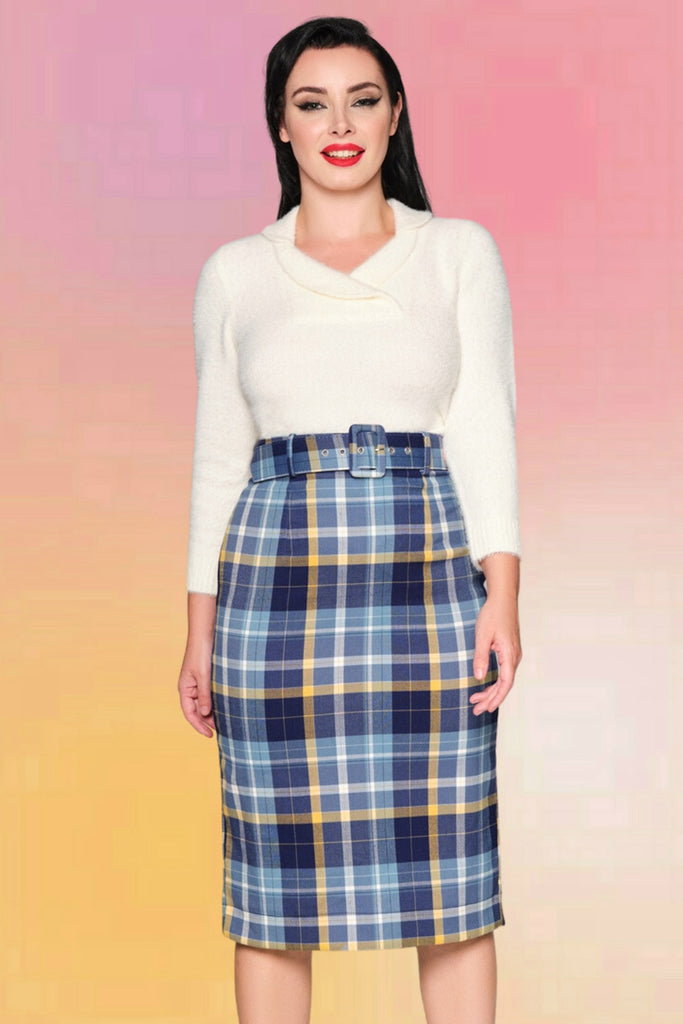 Moonlight Check Pencil Skirt