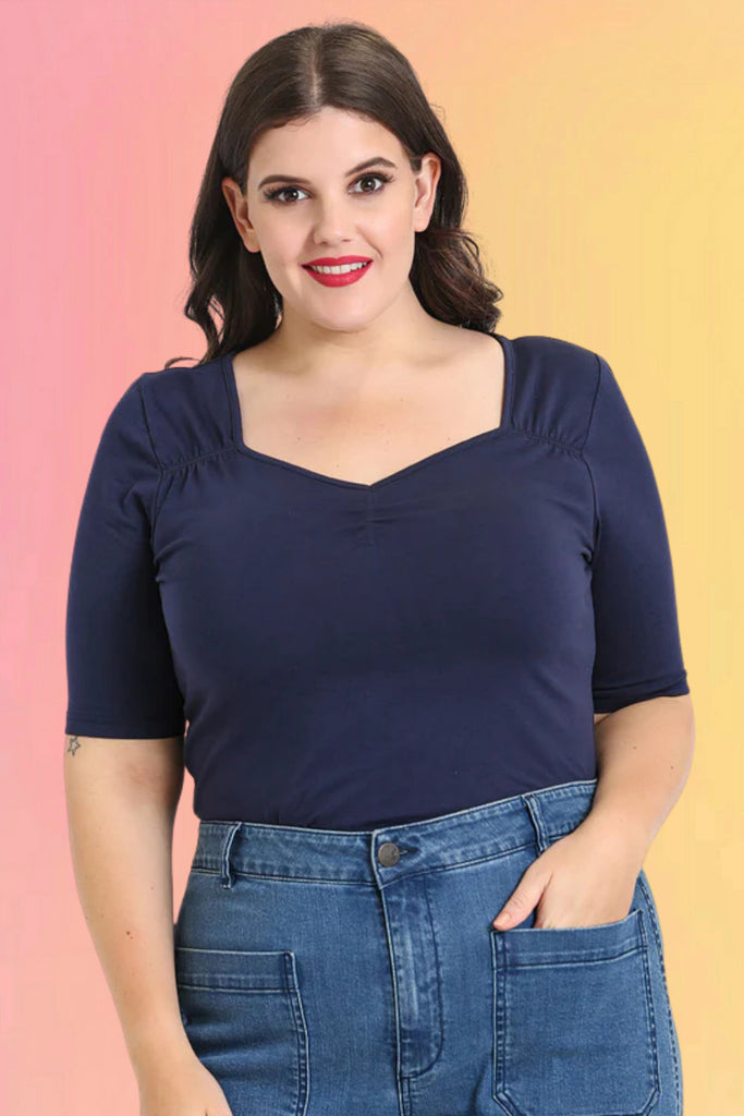 Navy Sweetheart Top