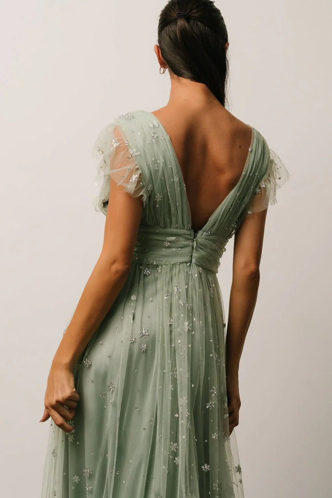 Sage Glitter Maxi Dress
