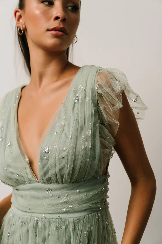 Sage Glitter Maxi Dress