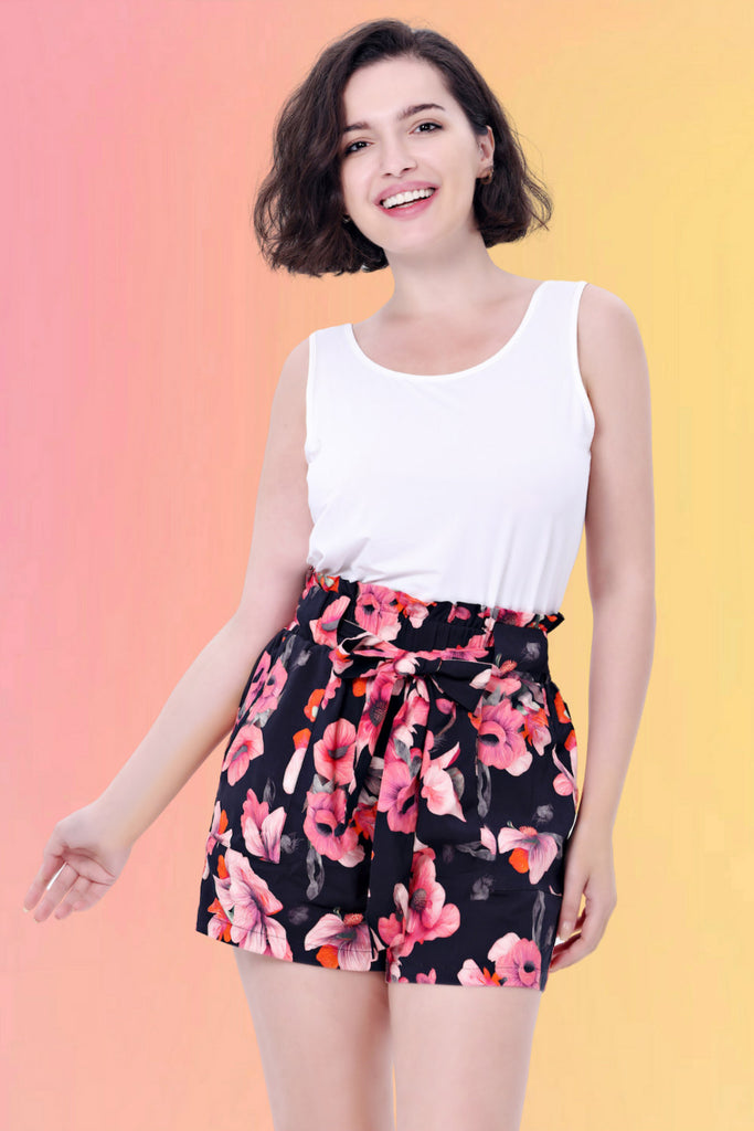 Paper Flower Hi-Waisted Shorts