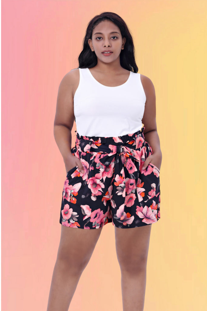 Paper Flower Hi-Waisted Shorts