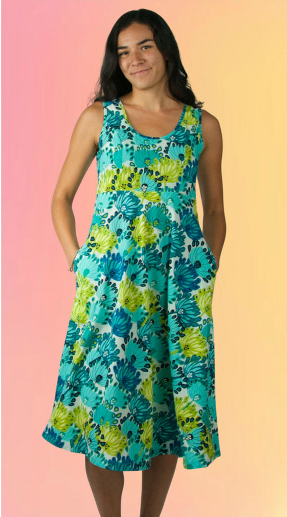 Peacock Flower Flare Dress