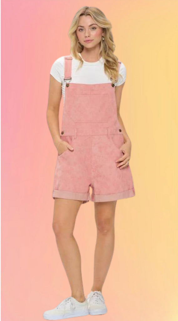 Pink Denim Shortalls