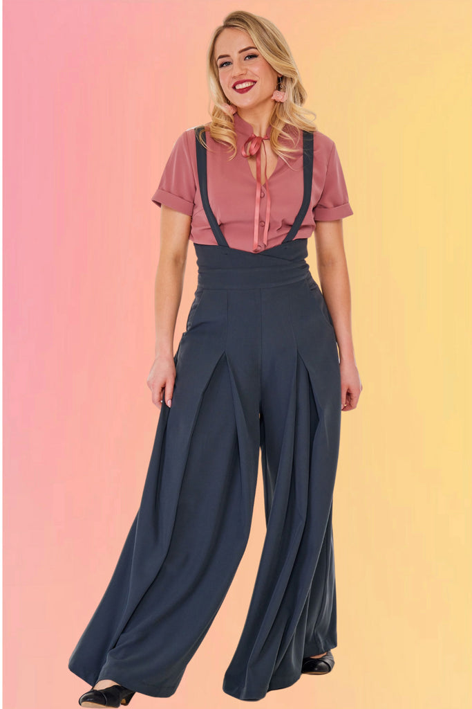 Pleated Suspender Pants