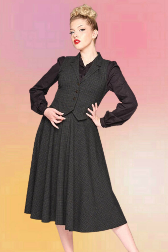 Professor Check Swing Skirt