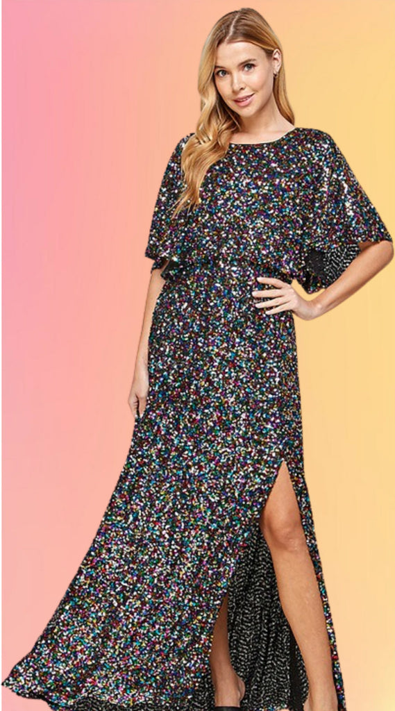 Galaxy Glam Sequin Maxi Dress