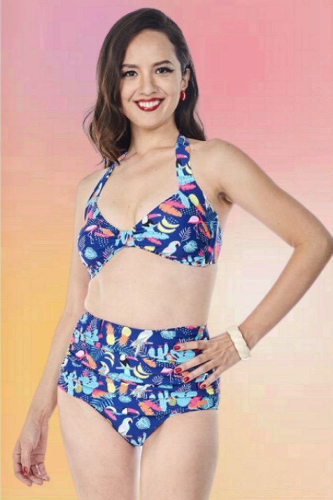 Vintage Style 2 Piece Swimsuit: Rainforest